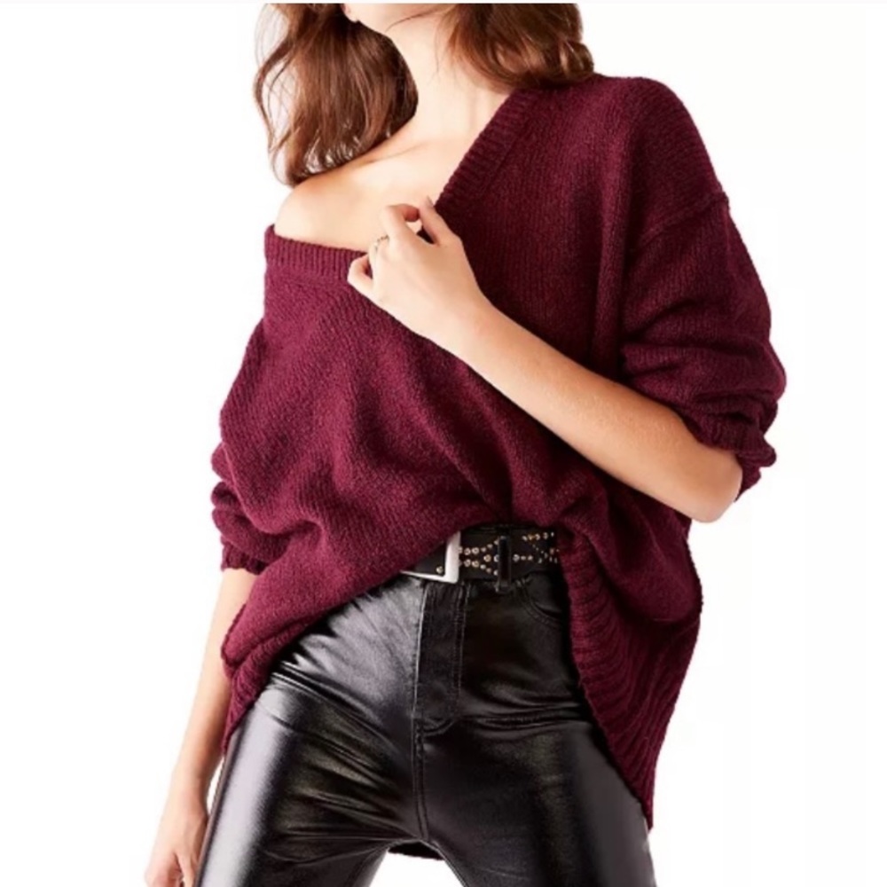 Free People Brookside Tunic Sweater In Açaí